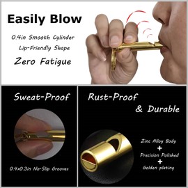 EEAIRIF Pea-Free Referee Whistle (125dB Loud) - 4-in-1 for Sports, Dog Training, Emergencies & Bottle Opener, Zinc Alloy with Keychain and Lanyard (Golden)