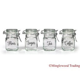 Set of 4 Canister Labels - V2 - Vinyl Decal Stickers Kitchen Flour Sugar Tea Coffee - 20 COLOR OPTIONS - White