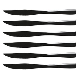 Uumitty 6-Piece Stainless Steel Kitchen Steak Knife, Dinner Table Knives with Sharp Serrated Edge, Black Serrated Steak Knives Set