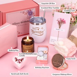 Birthday Gifts for Women, Unique Happy Birthday Hampers Pamper Gift Box for Her, Female Self Care Package Birthday Presents for Best Friends, Mum, Sister, Auntie, Birthday Basket Gift Ideas for Women