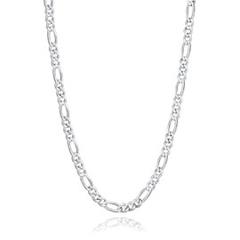 [PROSTEEL] Chain Necklace, Men's, Women's, 925 Silver, Curb Necklace, Figaro Chain, Hypoallergenic, Width 0.1 inch (3 mm/5 mm), 13.8 - 27.6 inches (35 - 70 cm), Thin (Silver/Gold), Sterling Silver