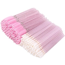 Tbestmax 200 Disposable Mascara Wand and Lipstick Applicator Wands Crystal Lip Gloss Brush Lash Spoolies for Eyelash Extensions (Pink)