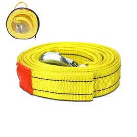 4M 5T Tow Rope For Cars, Heavy Duty Vehicle Emergency Tow Strap Equipment Cable Winch Rope with Reflective Strips, Safety Anti-Slip Hooks, Storage Bag