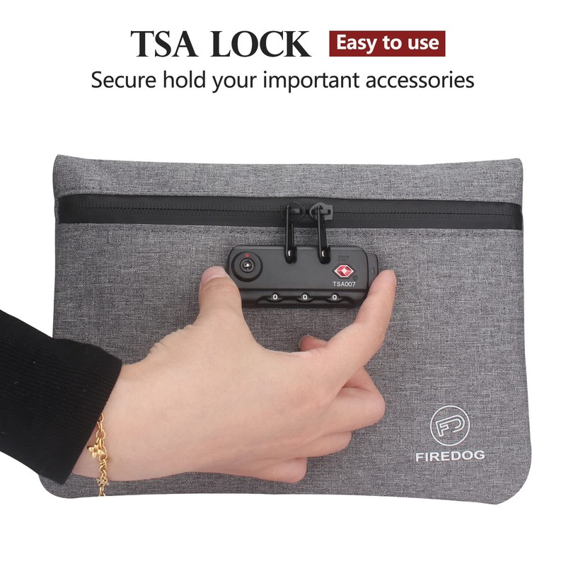 FIREDOG Smell Proof Bags with Combination Lock for Travel Storage