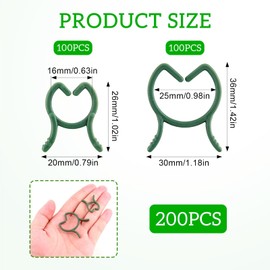 Dumhuts Pack of 200 Plant Clips, Tomato Clips, Plant Clips, Robust Tomato Clips and Plant Clips for Gardening, Ideal for Supporting Vegetables, Fruits, Tomatoes and Cucumbers (M + L)