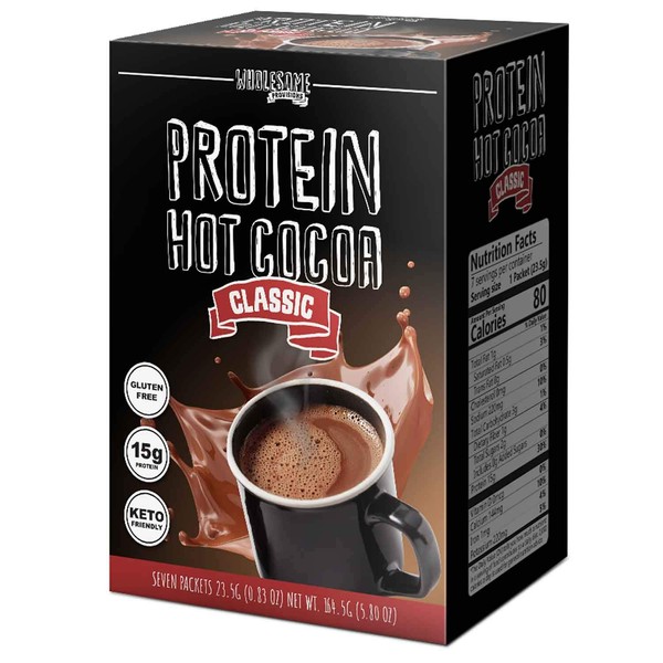 Protein Hot Chocolate, Keto Hot Chocolate Mix, Low Carb Hot Cocoa, 15g Protein, 2g Net Carbs, Low in Sugar, Instant Hot Coco, 7 Individual Macro-Controlled Packages (Classic, 1 Pack)