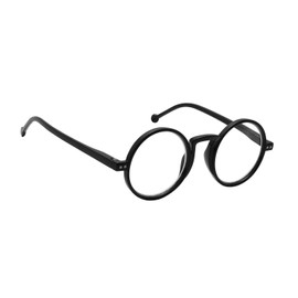 BLUELESS Oversized Round Reading Glasses Women Men Vintage Readers (Black, 3.00)