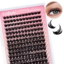 FADLASH Cluster Lashes Individual Lash Extensions DIY Lash Clusters 12-18mm Mixed Length Wispy Faux Mink Eyelash Clusters for Self Application at Home（R13-D-12-18MIX)