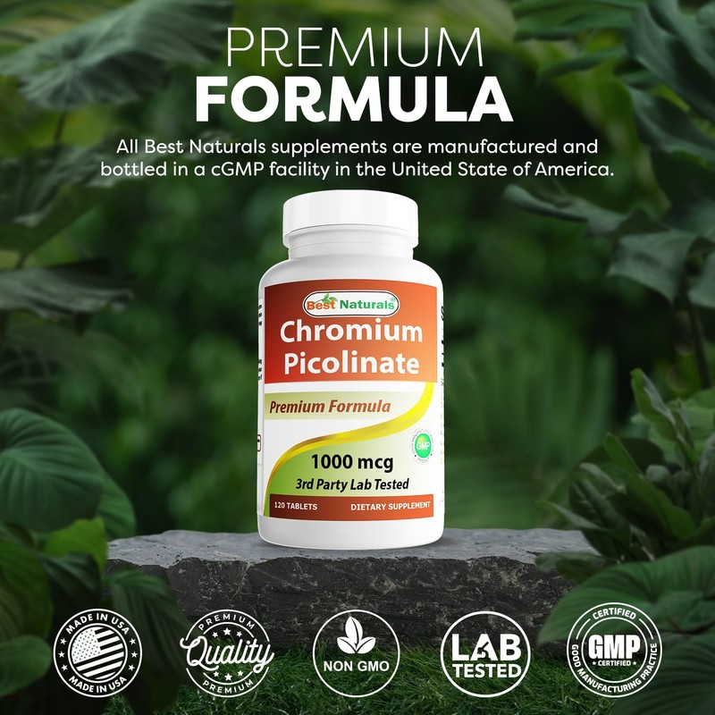 Best Naturals Chromium Picolinate 1000 mcg 120 Tablets (120 Count