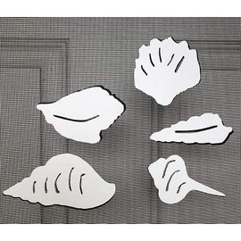 DCentral® Seashells Flexible Vinyl Screen Magnets: Double-Sided. White-Easier to See, Decorative. Helps Stop Walking into Screens, Covers Small Tears, for Non-RETRACTABLES, Avg Size L 4.5" x W 2.5"