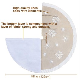 OurWarm Christmas Tree Skirt 48inch, White Snowflake Fur Burlap Tree Skirt for Xmas Decor Festive Holiday Decorations Indoor Outdoor