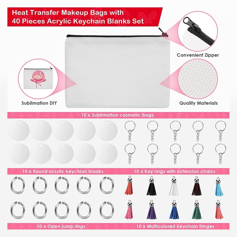 Sublimation Cosmetic Bag Blanks Set DIY Thermal Transfer Blank Cosmetic
