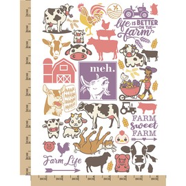 Farm Animals Cow Pig Goat Temporary Tattoo Water Resistant Fake Body Art Set Collection - Color (One Sheet)