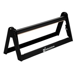 Restaurantware RW Base 20.2 x 6.7 x 8 Inch Wrapping Roll Cutter 1 Wall Mountable Butcher Paper Holder - Serrated Blade Rubber Feet Black Steel Paper Cutter Stand Versatile For 18 Inch Butcher Paper