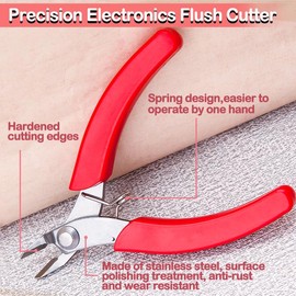 LEONTOOL 4-Inch Precision Electronics Flush Cutter, Micro Wire Cutter Pliers Ultra-fine Stainless Steel Side Cutting Pliers, Spring-Loaded Diagonal Cutter for Electronics, Jewelry Making, Model Craft