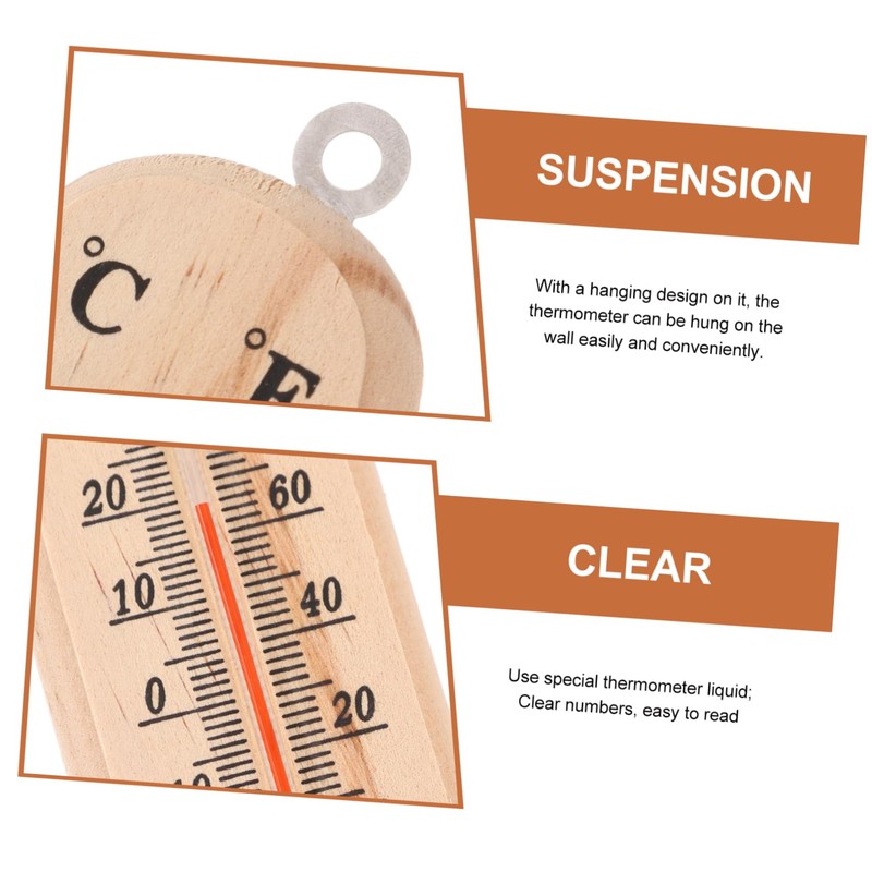 CAXUSD Professional Wall Thermometer Pcs Wooden Room Thermometers Accurate Temperature