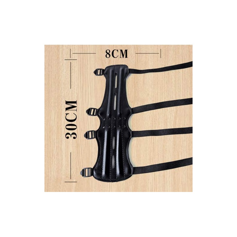 Protector de brazo de cuero largo con 4 correas para