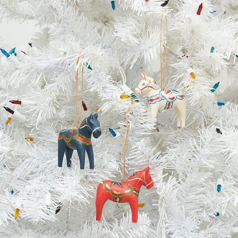Gallerie II Dala Horse Handmade Ornament Set of 3 Red
