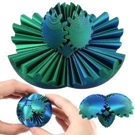 RZCOMP Gear Ball Fidget Toy Gear Ball and Gear Sphere 3D Printed Puzzle Cube Steampunk Fidget Toys with Helix Screw Design for Stress and Anxiety Relief（blue green）