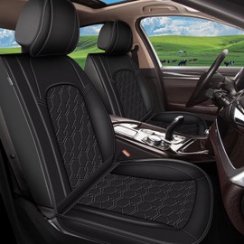 JIAMAOXIN Seat Covers for Kia Optima 2002-2020, 5 Seat Full Set Faux Leather Car Seat Covers Cushion Black