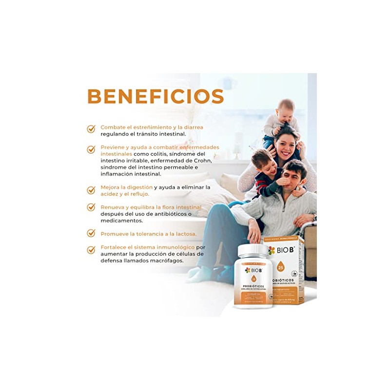 BIO B | Probióticos 25 billones UFC + prebióticos |