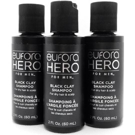 EUFORA Hero For Men Black Clay Shampoo For Dry Hair and Scalp 2 oz (pack of 3)