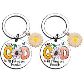 ownmysty Sunflower Christian Keychains for Women Bible Keychain Religious Gifts for Women Sunflower Charm Christian Mothers Day Gifts, 2Pcs