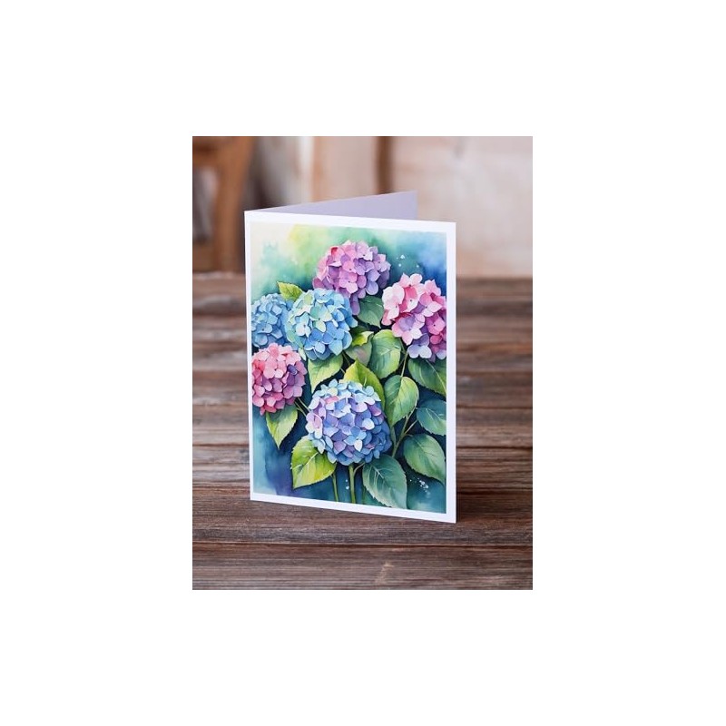 Caroline's Treasures Hydrangeas Greeting Cards Pack of 8 Blank Cards