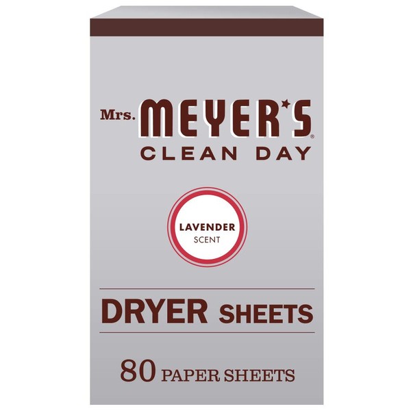 Mrs. Meyer's Clean Day Dryer Sheets, Softens Fabric, Reduces Static, Cruelty Free Formula, Lavender Scent, 80 Count