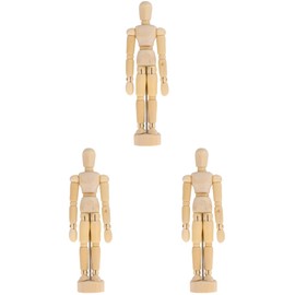 Toyvian 3 Pcs Wood Manikin Drawing Flexible Wooden Mannequin Figure Sketch Model Jointed Mannequin Toy Mini Mannequin Manquin Literature and Art 3d Wooden Doll Bamboo