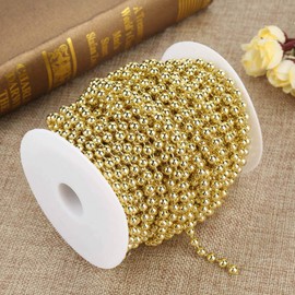 Pearl Wire Beads - 25 m Roll Galvanised Bead Wire Beads Garland String DIY Wedding Decoration 6 mm (Gold)