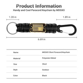 MDSXO 2 Pcs Stylish and Durable Lanyard for Keys - Heavy Duty Paracord Neck Lanyard with USA Flag Design for Wallets, Whistles, Cameras, and Phones - Perfect for Outdoor Activities[Black]