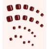 Morily Solid Dark Red Press on Toenails for Women, 24