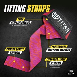 Titan Armour® Weight Lifting Straps | Extra-Long Neoprene Padded Heavy-Duty Weightlifting Straps | Deadlifts | Anti-Slip Gel Option | Gym Accessories Men & Women (Animal (No Gel))