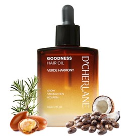D'Cherlane D'Cherlane Goodness Hair Oil – Hair Growth & Deep Scalp Treatment with Rosemary, Argan, Castor, & Coconut Oils For All Hair Types - Verde Harmony Edition,1.7 fl oz