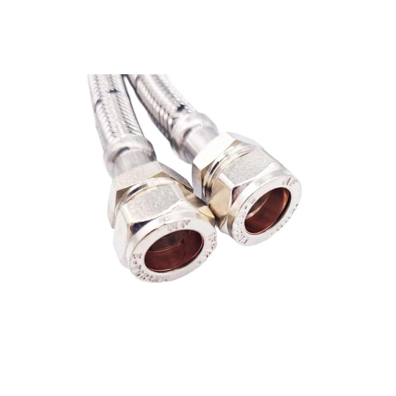 Pair of Flexible Flexible Hose Pipes Connectors Tails 15mm x