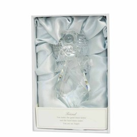 Guardian Angel Friend, Crystal Angel Figurine for Home, Garden, Office or Car Decoration, Religious Heartwarming Caption in Gift Box-Transparent, One Size