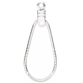 Platinum 10 Silver Plated Steel 16 Gauge 27x12.5mm Notched Teardrop Beading Hoop Earwires