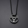 HMOOY Dumbbell Necklace, Titanium Stainless Steel Dumbbell Pendant Necklace Dumbbell