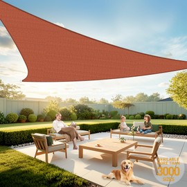 Artpuch Sun Shade Sail, 8'x8'x8' Rust Red Triangle, Curved Edged Commercial Grade 185GSM Permeable Outdoor Shade Cloth for Deck, Backyard, Patio (Custom Sizes Made)