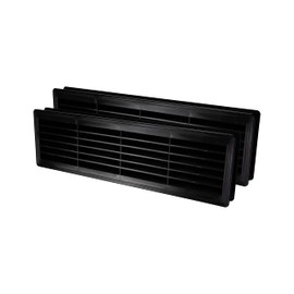 Vent Systems 18" x 5" Inch - Pack of 2 - Black Plastic Door Air Vent Cover - Two Sided Louvered Vent - Register Interior Door Grille - Ventilation Grill for Home, Cabinet, Bathroom, Garage