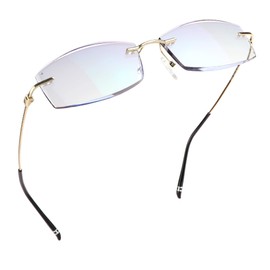 LifeArt Blue Light Blocking Glasses, Computer Reading Glasses, Anti Blue Rays, Reduce Eyestrain, Rimless Frame Tinted Lens with Diamond, Stylish for Men and Women (+3.00 Magnification)