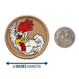 Fighting Chicken Patrol Patch - 2" Diameter Round Embroidered Patch (Hook-Fastener)