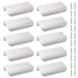 MOROBOR Finger Edge Pull, 10 PCS Concealed Handle Rounded Edge Drawer Handle, Aluminum Alloy Invisible Handle Wardrobe Handle for Cabinet Hardware Drawer, 80 mm/Brushed Silver