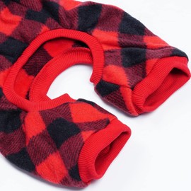 Pet Christmas Pajamas Plaid Jumpsuit Dog Cat Soft Winter Clothes Puppy Doggie Checkered Sweater Apparel (Red, M)