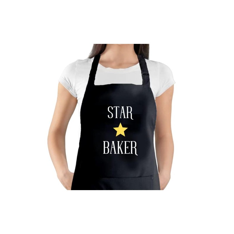 Second Ave Star Baker Unisex Black Apron Bake Off Baking