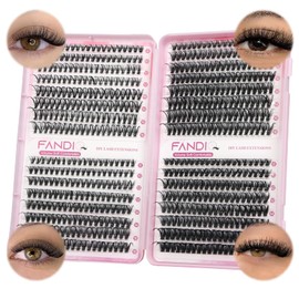 FANDIQ Individual Eyelashes 640pcs Natural Cluster Lashes 30D+40D+50D+60D Fluffy Lashes Individual Cluster Eyelash Extensions Wispy Lashes Individual Lashes DIY Lash Extensions for Beginners(C01)
