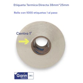Rollo Etiqueta Térmica Directa 3825mm 1000pz Zebra Garin                                                                                              