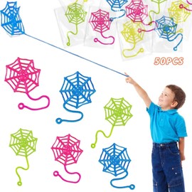 ZHEYU Juguetes Coloridos de Manos pegajosas,50Juguetes Divertidos con Forma de Palma,Mochi Squeeze Infantil,Manitas Pegajosas para Niños,Regalos Fiesta,Regalos para niños y niñas. (Forma de telaraña)
