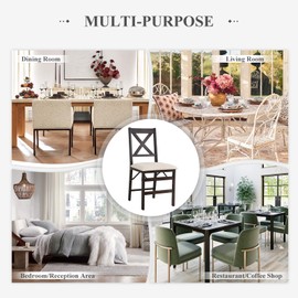 COLAMY Folding Dining Chairs Set of 2, Foldable Chairs with Padded Seats, Wood Folding Dining Room Chairs for Dinner, Kitchen, Party, Camping, Beige